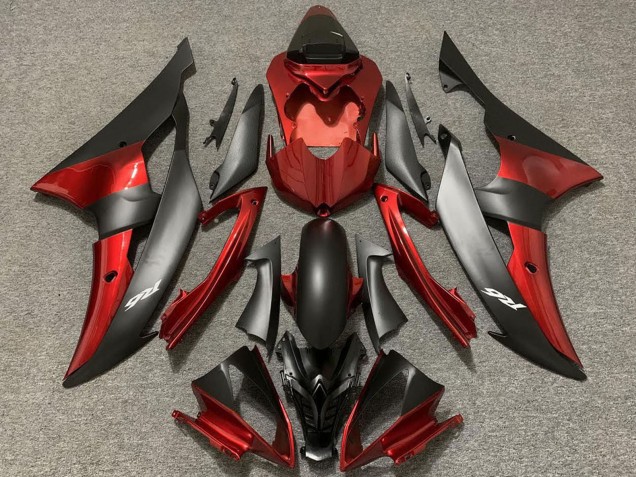 Rouge Noir Mat Carénage Moto Yamaha R6 2008-2016