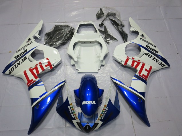 Blanc Bleu Rouge Fiat Motul Dunlop Carénage Moto Yamaha R6 2003-2004