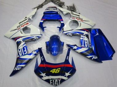 Blanc Bleu Fiat Michelin Motul 46 Carénage Moto Yamaha R6 2003-2004 Pas Chère