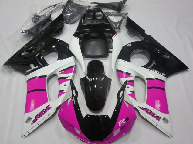 Blanc Rose Noir Brillant Carénage Moto Yamaha R6 1998-2002