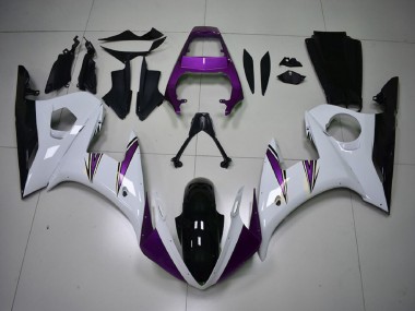 Blanc Violet Noir Brillant Carénage Moto Yamaha R6 2003-2004 Pas Chère
