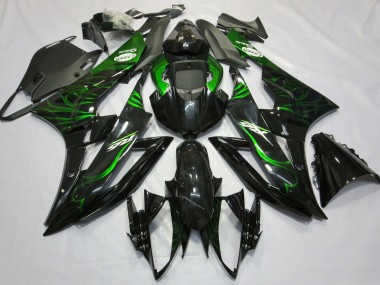 Noir Brillant Vert Flamme Carénage Moto Yamaha R6 2006-2007 Pas Chère