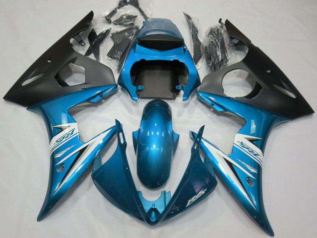 Bleu Blanc Noir Mat Carénage Moto Yamaha R6 2003-2004