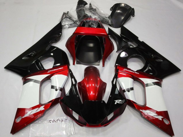 Rouge Blanc Noir Brillant Carénages Moto Yamaha R6 1998-2002