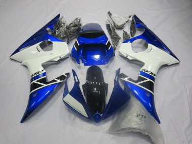 Bleu Blanc Noir Brillant Carénage Moto Yamaha R6 2005 Pas Chère