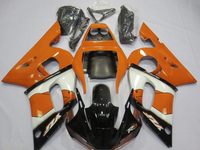 Orange Blanc Noir Brillant Carénage Moto Yamaha R6 1998-2002