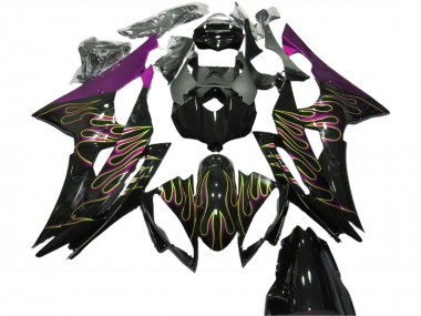 Violet Noir Brillant Or Flamme Carénage Moto Yamaha R6 2008-2016 Pas Chère