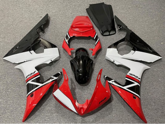 Rouge Blanc Noir Brillant Carénage Moto Yamaha R6 2003-2004