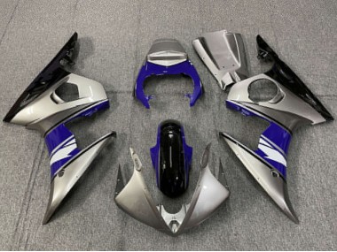 Argent Bleu Noir Brillant Carénage Moto Yamaha R6 2003-2004 Pas Chère