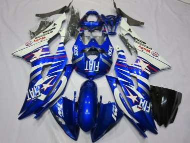 Blanc Bleu Fiat Acer Motul Michelin Carénage Moto Yamaha R6 2008-2016 Pas Chère