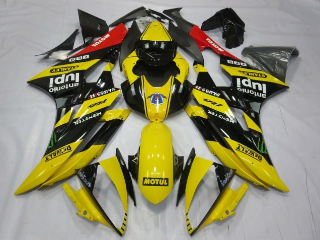 Jaune Noir Rouge Motul Monstre Carénage Moto Yamaha R6 2006-2007