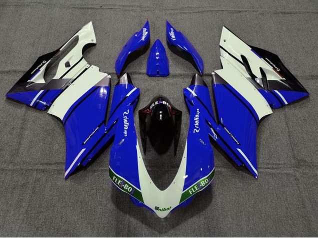 Bleu Blanc Noir Brillant Unibat Flex-Box OEM Style Carénage Moto Ducati 959 1299 2015-2020
