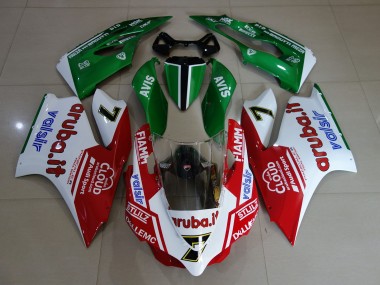 Blanc Rouge Vert Fiamm 7 Carénage Moto Ducati 899 1199 2011-2014 Pas Chère
