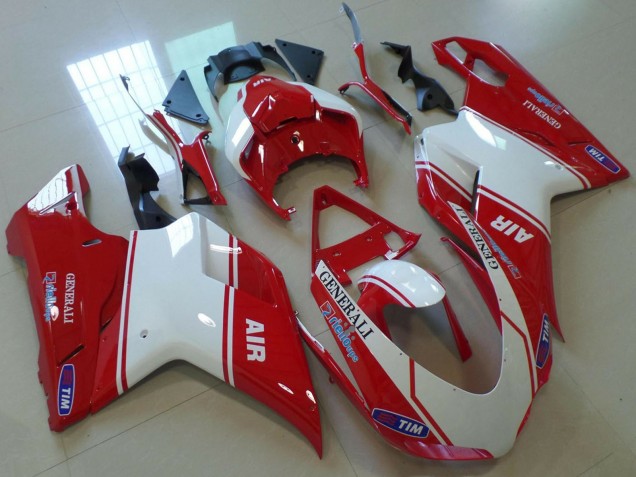 Rouge Blanc Air Generali Tim Carénage Moto Ducati 848 1098 1198 2007-2014