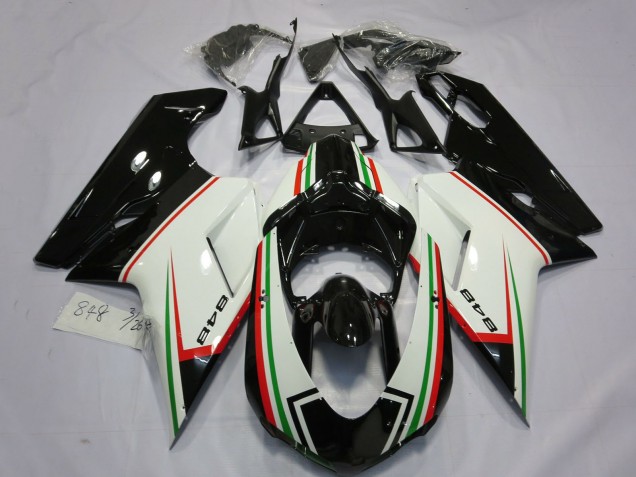 Blanc Rouge Vert Noir Brillant Carénage Moto Ducati 848 2007-2014