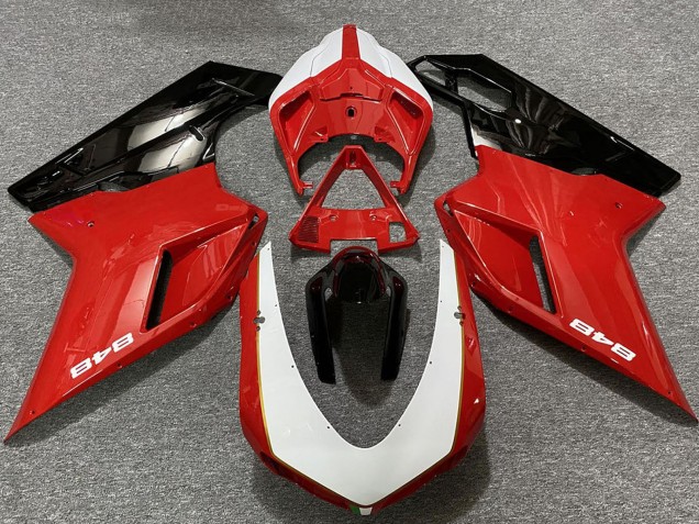 Blanc Rouge Noir Brillant Carénage Moto Ducati 848 2007-2014