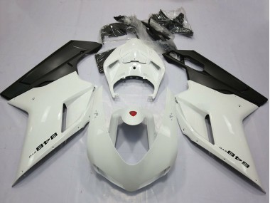 Blanc Perle Noir Mat Carénage Moto Ducati 848 2007-2014 Pas Chère