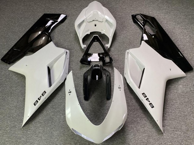 Blanc Perle Noir Brillant Carénage Moto Ducati 848 2007-2014