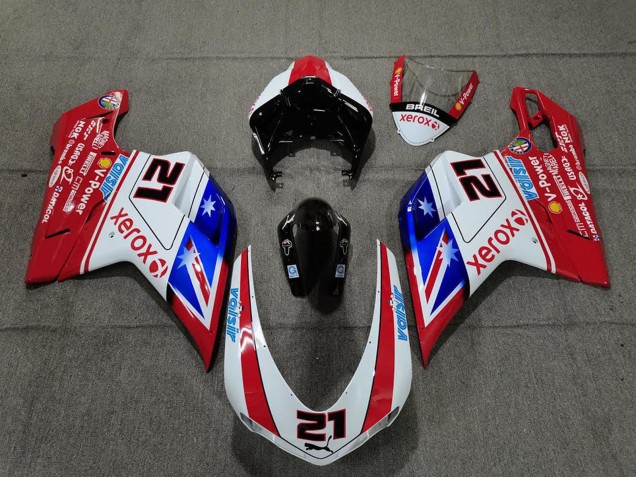 Blanc Rouge Bleu Noir Brillant Xerox Valsir 21 Carénage Moto Ducati 848 1098 1198 2007-2014