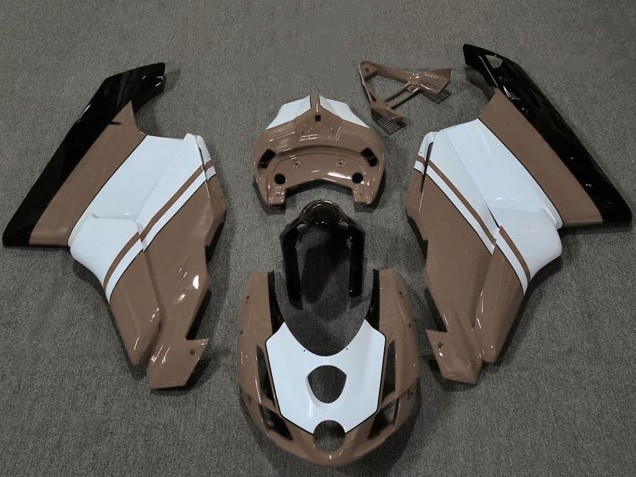 Blanc Brun Noir Brillant Carénage Moto Ducati 749 999 2003-2004
