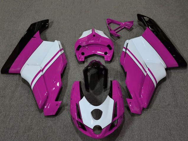 Blanc Rose Noir Brillant Carénage Moto Ducati 749 999 2003-2004