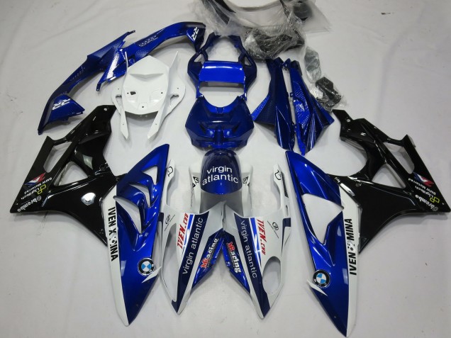 Blanc Bleu Noir Brillant Virgin Atlantic Carénage Moto BMW S1000RR 2009-2014