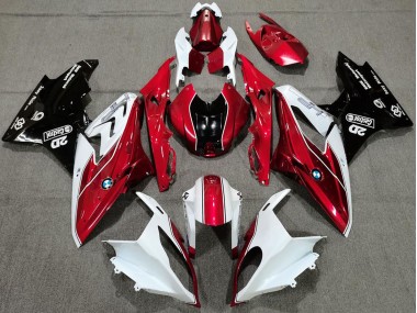 Blanc Rouge Noir Brillant Carénage Moto BMW S1000RR 2017-2018 Pas Chère