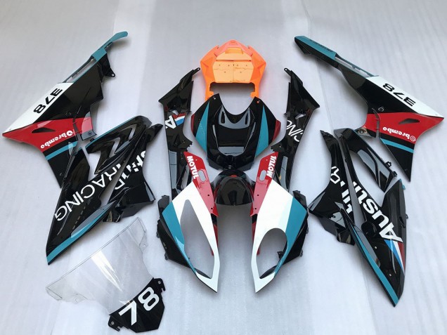 Blanc Bleu Rouge Orange Motul Austin Courses Carénage Moto BMW S1000RR 2009-2014