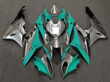 Argent Vert Teal Noir Carénage Moto BMW S1000RR 2009-2014 Pas Chère
