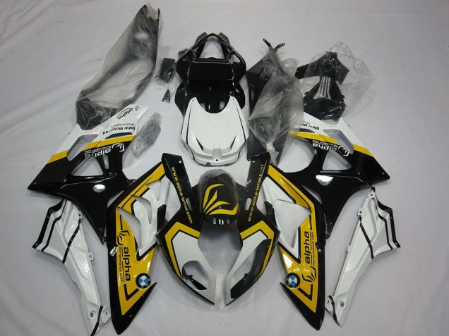 Blanc Jaune Noir Brillant Carénage Moto BMW S1000RR 2009-2014