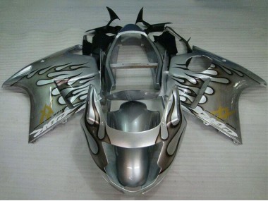 Argent Noir Flamme Carénages Moto Honda CBR1100XX Blackbird 1996-2007 Pas Chère