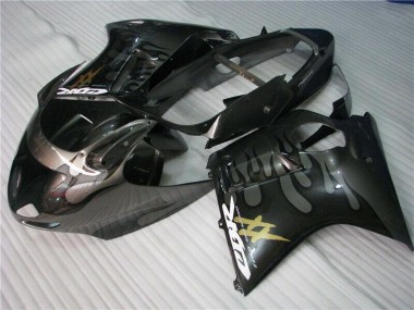 Noir Brillant Argent Flamme Carénage Moto Honda CBR1100XX Blackbird 1996-2007 Pas Chère