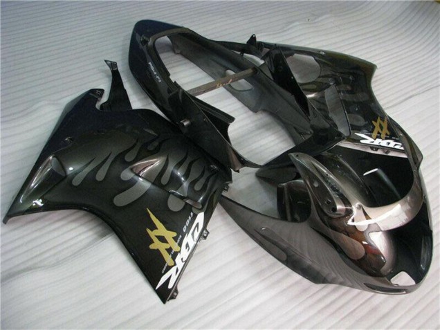 Noir Brillant Argent Flamme Carénage Moto Honda CBR1100XX Blackbird 1996-2007