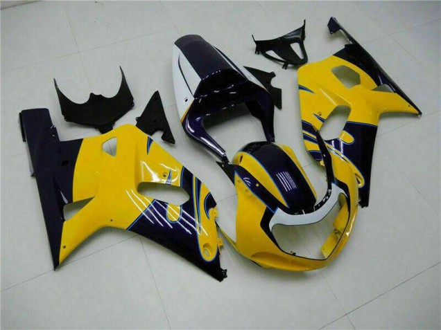 Jaune Bleu Foncé Noir Brillant Carénage Moto Suzuki GSXR 600/750 2001-2003