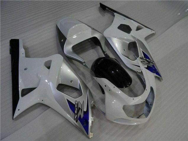 Blanc Argent Bleu Noir Carénage Moto Suzuki GSXR 600/750 2001-2003