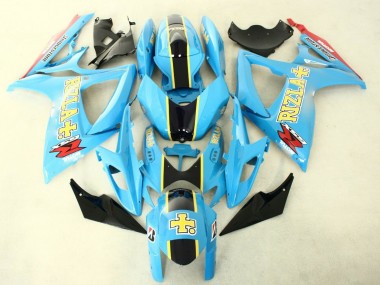 Bleu Clair Noir Jaune Rizla Carénage Moto Suzuki GSXR 600/750 2006-2007 Pas Chère