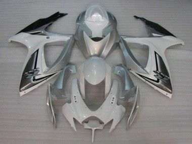 Blanc Argent Carénage Moto Suzuki GSXR 600/750 2006-2007 Pas Chère