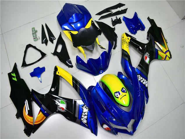 Bleu Jaune Requin Carénage Moto Suzuki GSXR 600/750 2008-2010