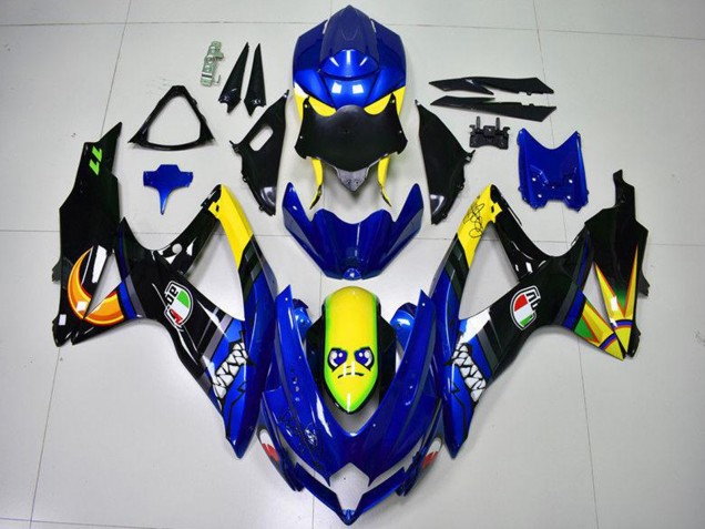 Bleu Jaune Requin Carénage Moto Suzuki GSXR 600/750 2008-2010