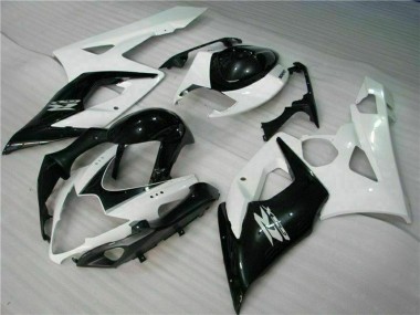 Blanc Noir Brillant Carénage Moto Suzuki GSXR 1000 2005-2006 Pas Chère