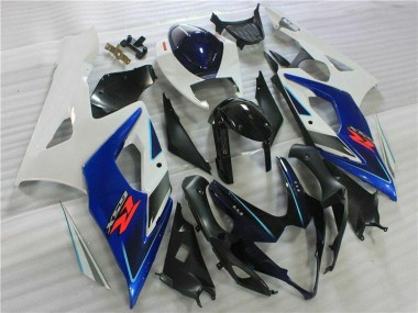 Blanc Bleu Noir Brillant Kits Carénages Moto Suzuki GSXR 1000 2005-2006 Pas Chère