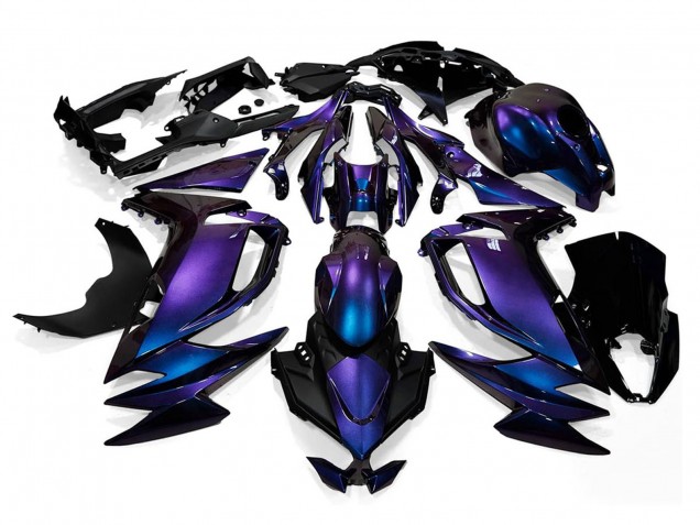 Caméléon Bleu Violet Carénages Moto Kawasaki Ninja 650 EX650 2020-2025