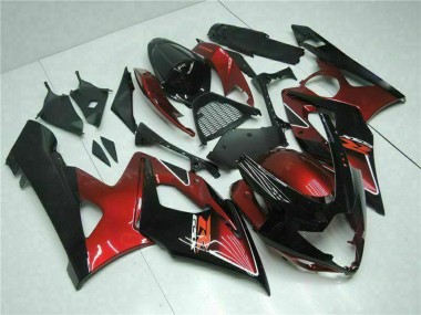 Rouge Noir Brillant Carénages Moto Suzuki GSXR 1000 2005-2006 Pas Chère