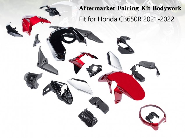Noir Rouge Argent Carénage Moto Honda CB650R 2019-2022