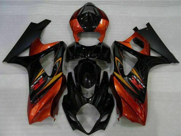 Noir Orange Carénage Moto Suzuki GSXR 1000 2007-2008