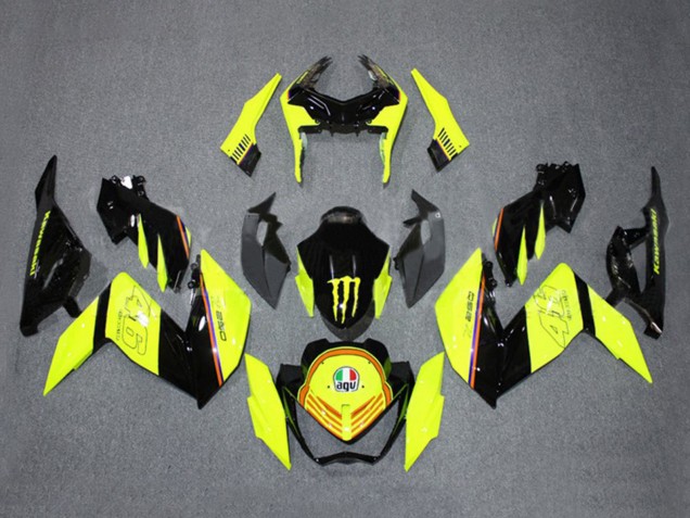 Jaune Noir Brillant Monstre Carénage Moto Kawasaki Z250/Z300 2015-2016