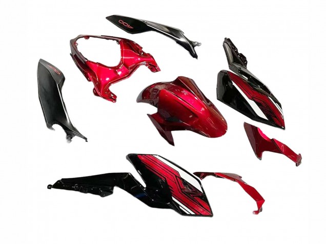 Bonbon Rouge Noir Brillant Carénage Moto Kawasaki Z400 2018-2024