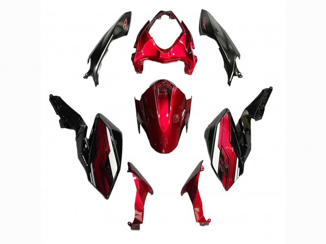 Bonbon Rouge Noir Brillant Carénage Moto Kawasaki Z400 2018-2024