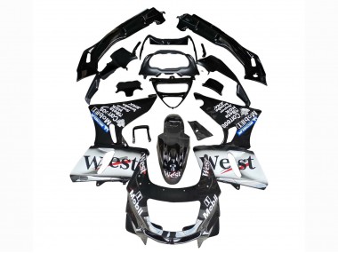 Noir Brillant Blanc West Carénage Moto Kawasaki ZZR600 1998-2003 Pas Chère