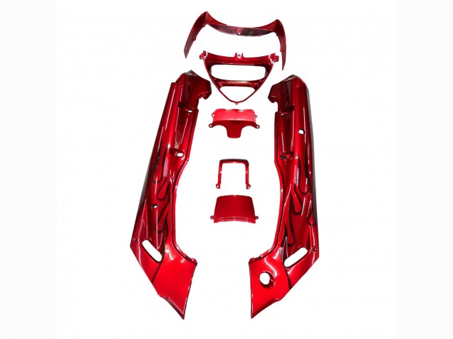 Rouge Noir Flamme Carénage Moto Kawasaki ZZR600 1998-2003